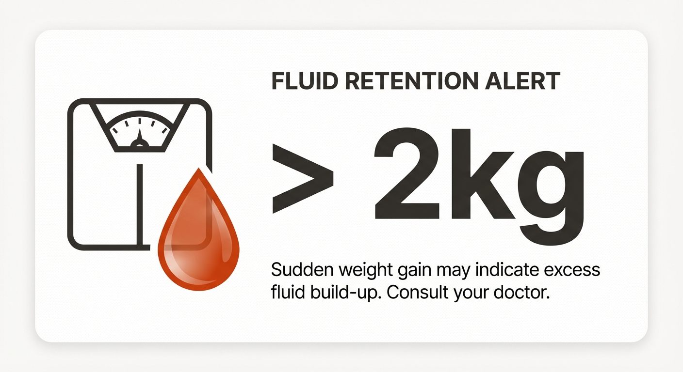 What Causes Rapid Weight Gain? 3 Infographic showing a weight scale and a water droplet indicating fluid retention risks