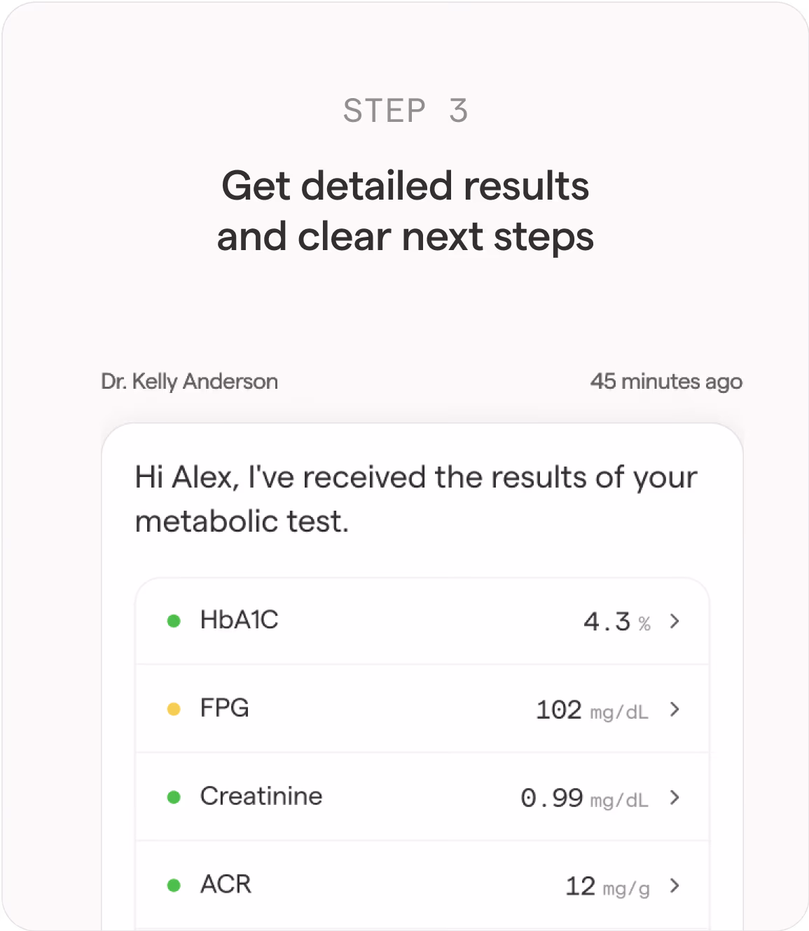 Metabolic Health Test 5 Step 3: Get detailed results and clear next steps
