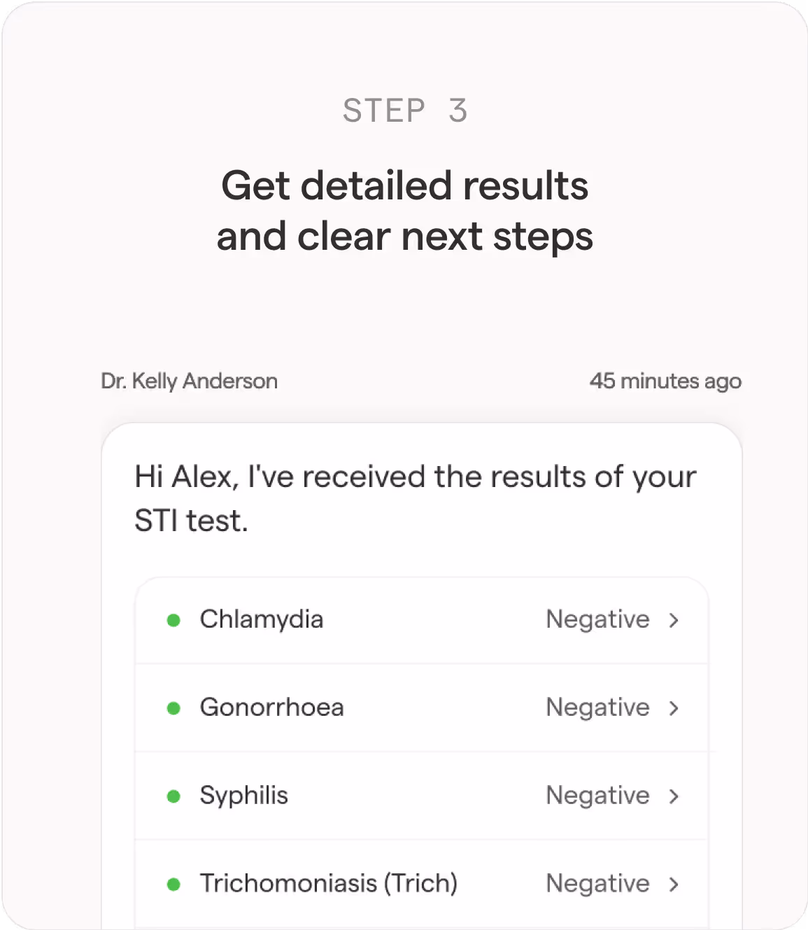 STI Test 5 Step 3: Get detailed results and clear next steps